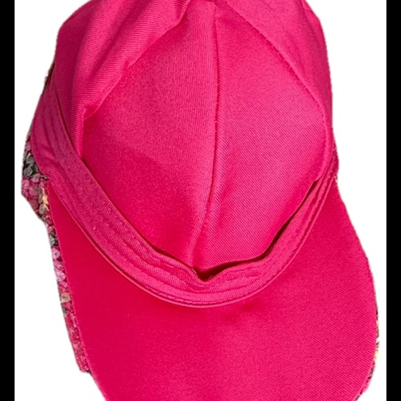 Women's Floral Sequins Sparkly Pink Baseball Cap Hat Adjustable Strap Spring - Picture 12 of 16
